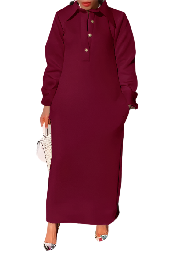 Beatrice – Casual Solid Color Women's Lapel Half-Button Dress