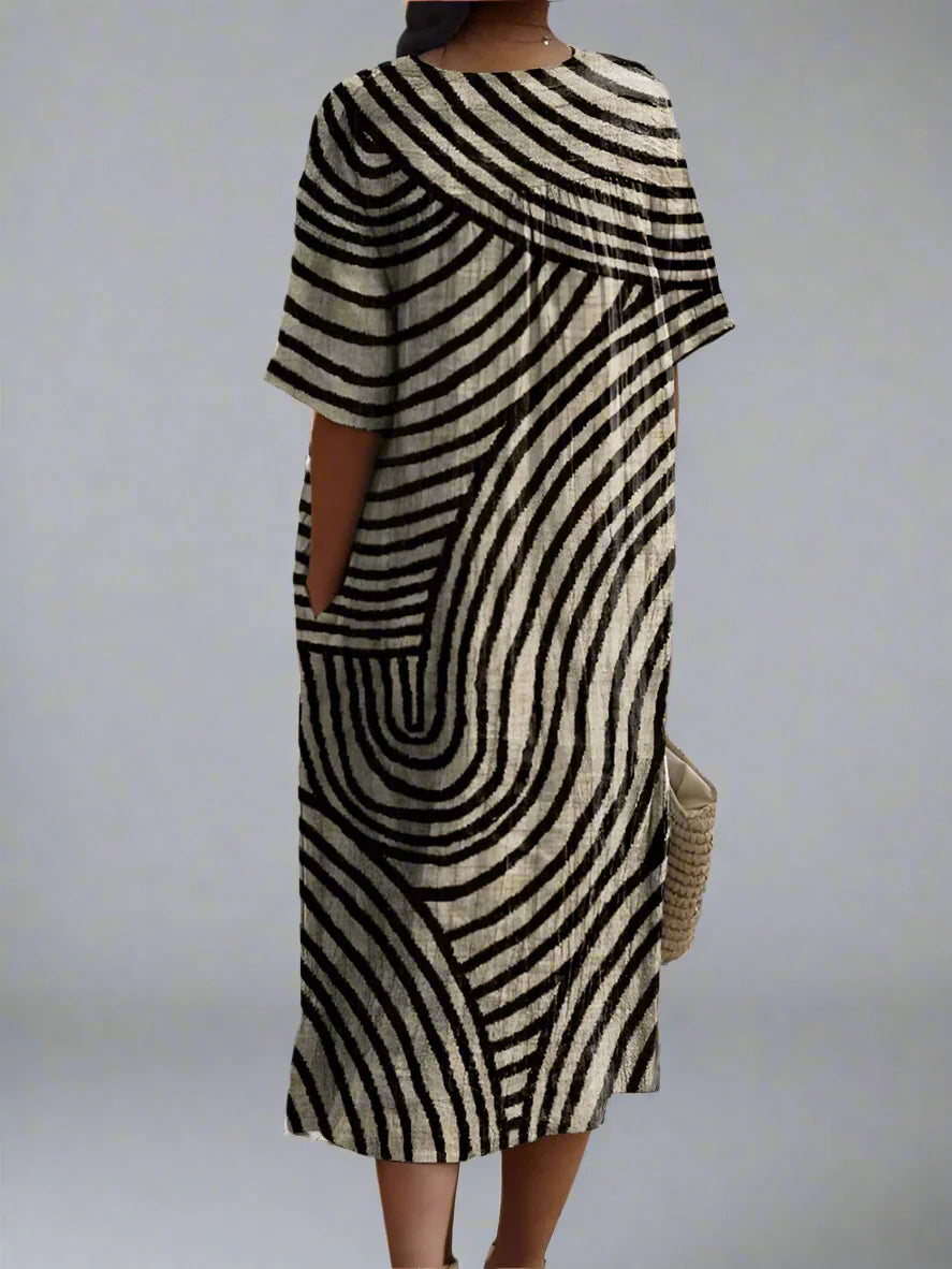Lucy – Elegant Vintage Stripe Midi Dress