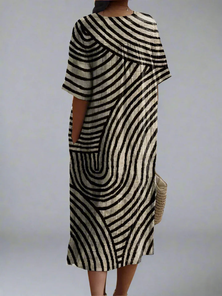Lucy – Elegant Vintage Stripe Midi Dress