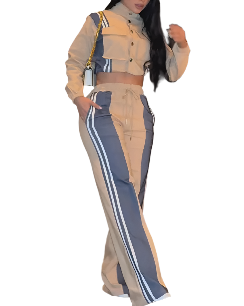 Vivienne – Women’s Lapel Casual Color-Block Two-Piece Suit