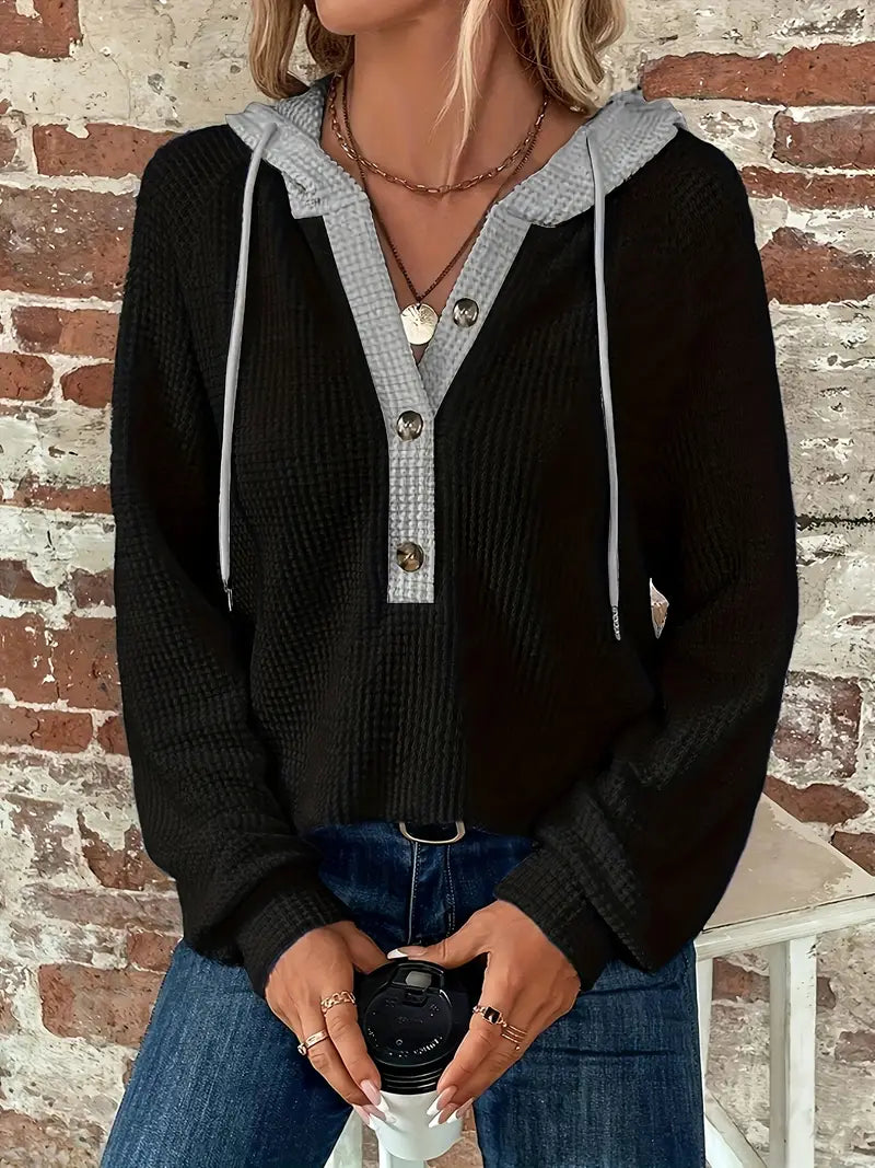 Fiora – Waffle-Knit Women’s Cozy Hoodie