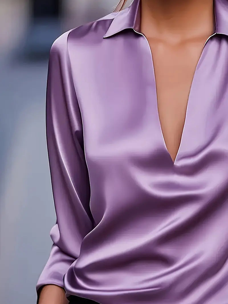 Jenel – Satin Women’s V-Neck Blouse