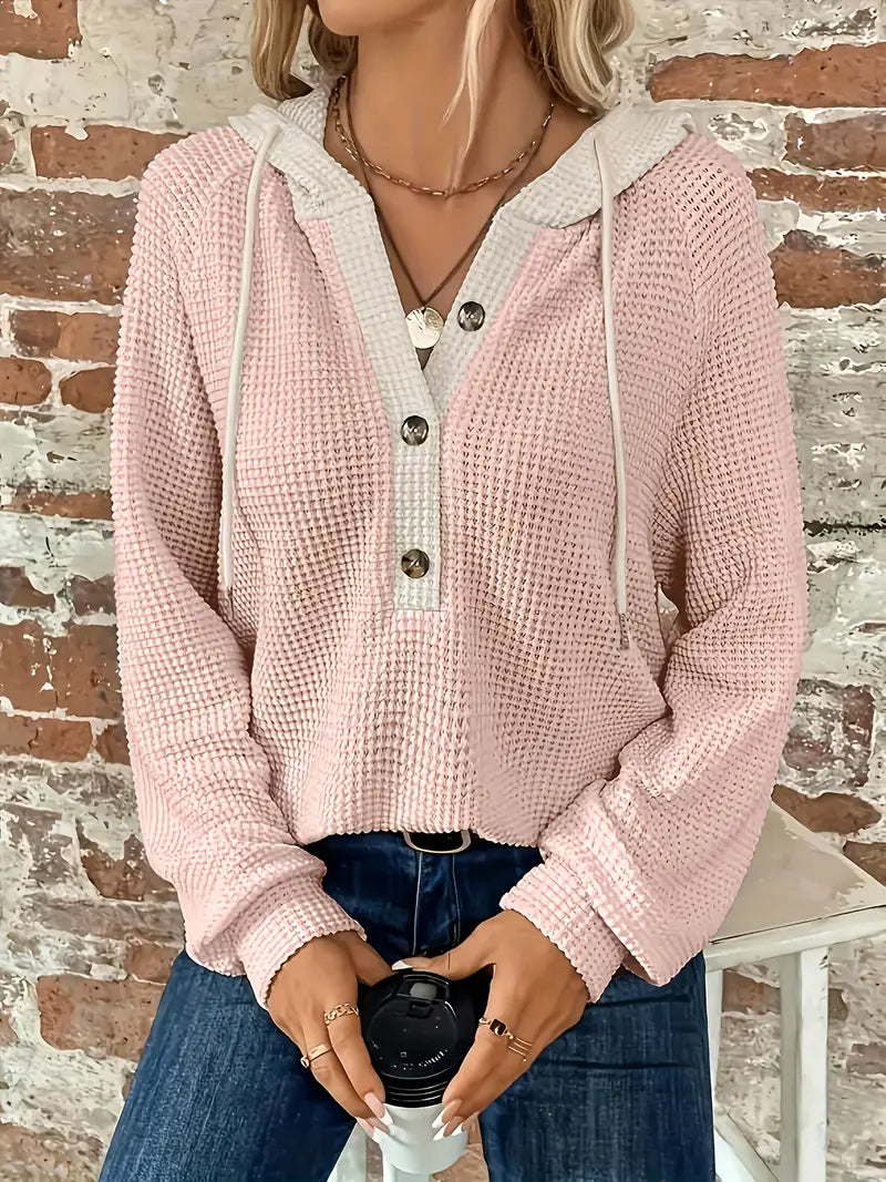 Fiora – Waffle-Knit Women’s Cozy Hoodie