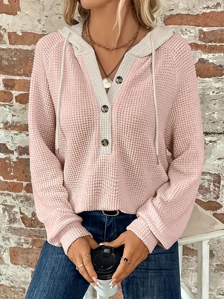 Fiora – Waffle-Knit Women’s Cozy Hoodie