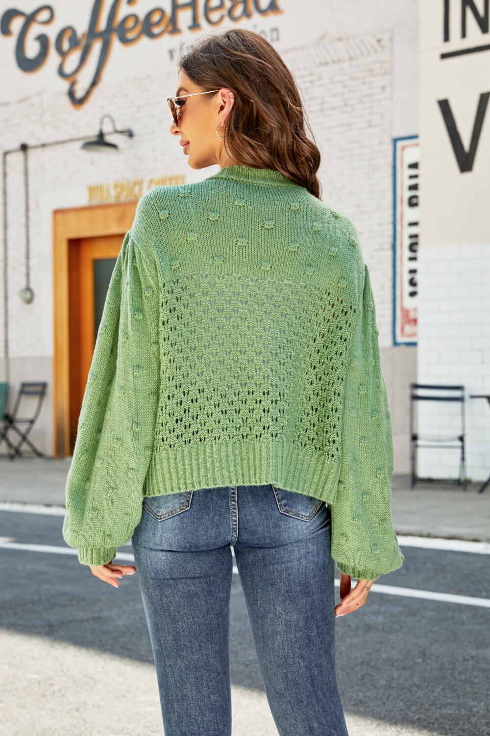 Alessia – Sheer Puff-Sleeve Women’s Knit Sweater