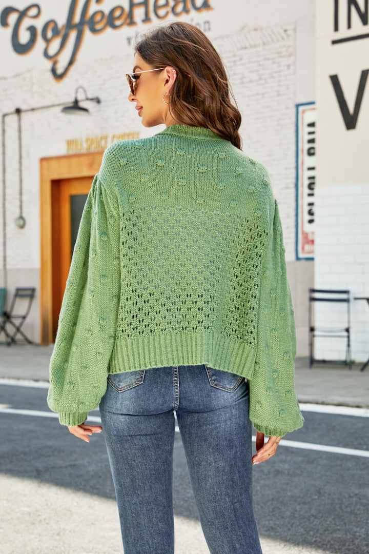 Alessia – Sheer Puff-Sleeve Women’s Knit Sweater