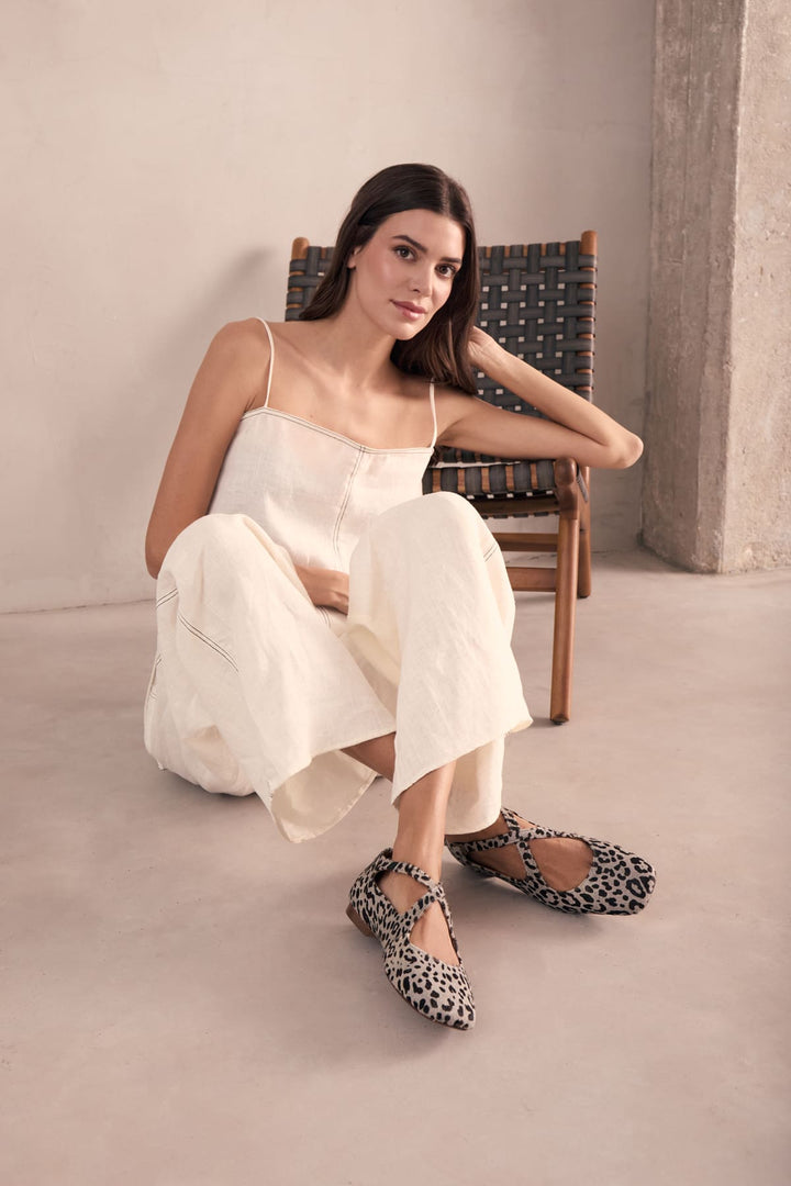 Heather – Women's White Leopard Sandals