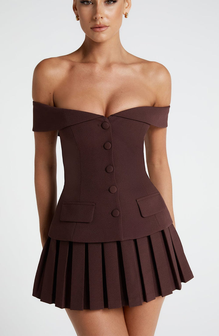 Sera – Off-Shoulder Top & Pleated Skirt Set for Women