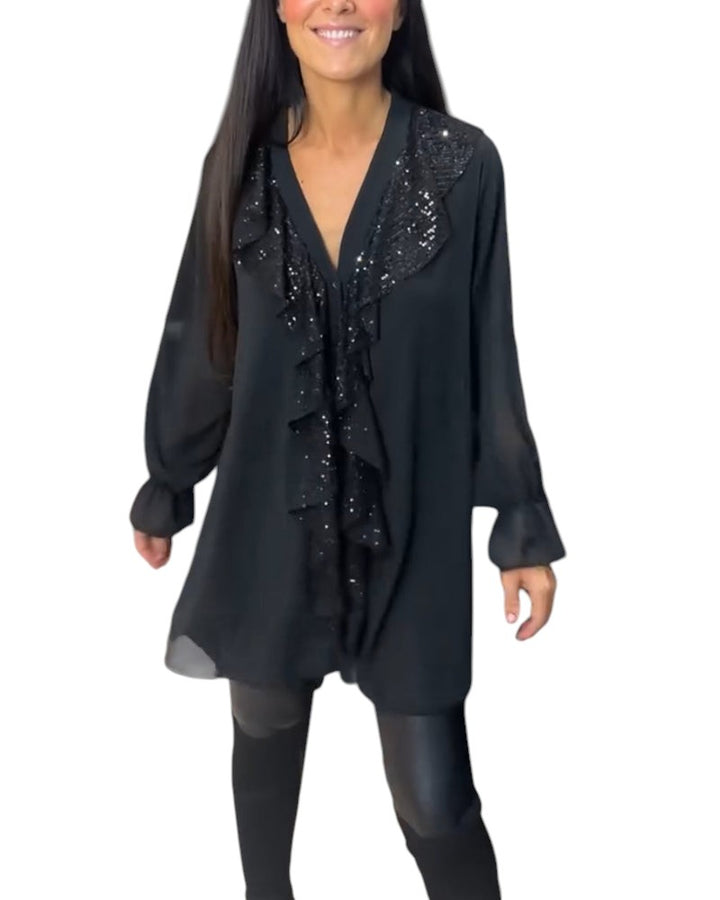 Bella – Sequin-Detail Women’s V-Neck Blouse