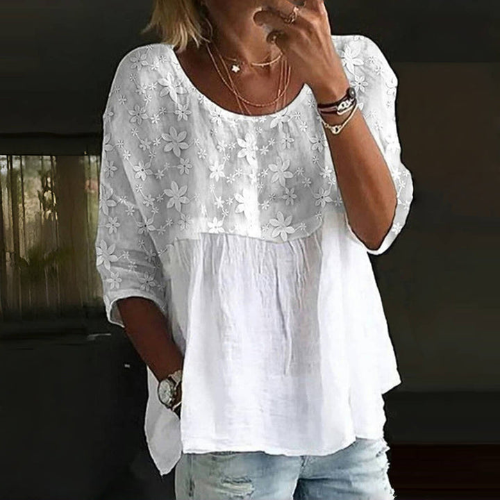 Darlene – Embroidered Floral Patchwork Women’s Blouse