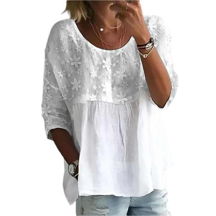 Darlene – Embroidered Floral Patchwork Women’s Blouse