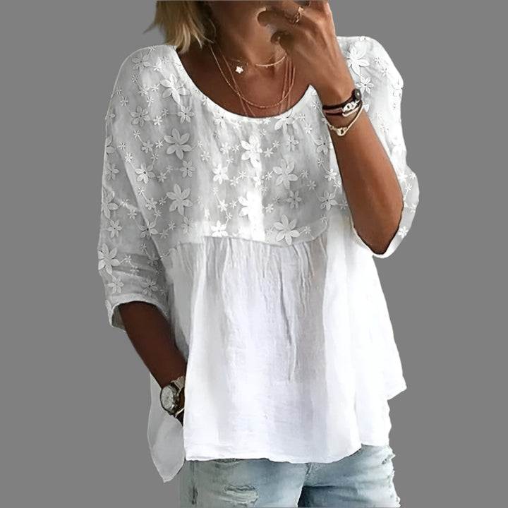 Darlene – Embroidered Floral Patchwork Women’s Blouse