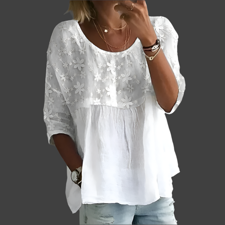 Darlene – Embroidered Floral Patchwork Women’s Blouse