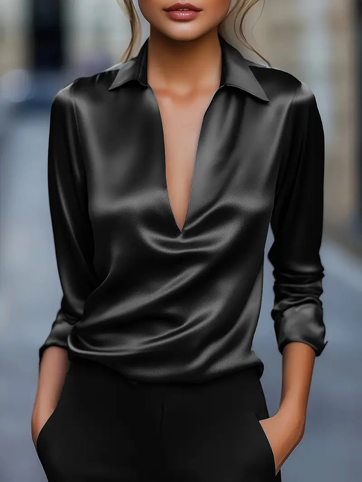 Jenel – Satin Women’s V-Neck Blouse