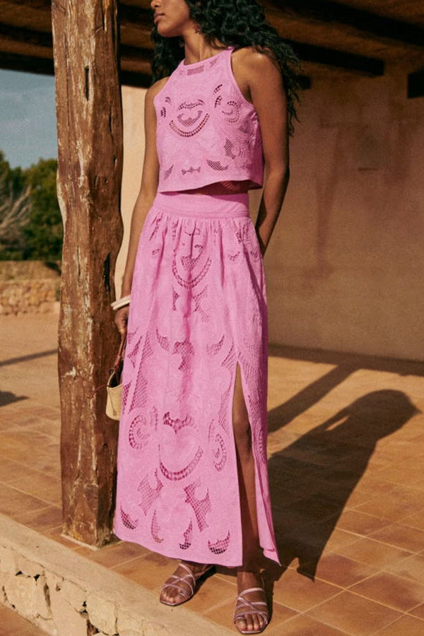 Clara – Embroidered Lace Two-Piece Set for Women