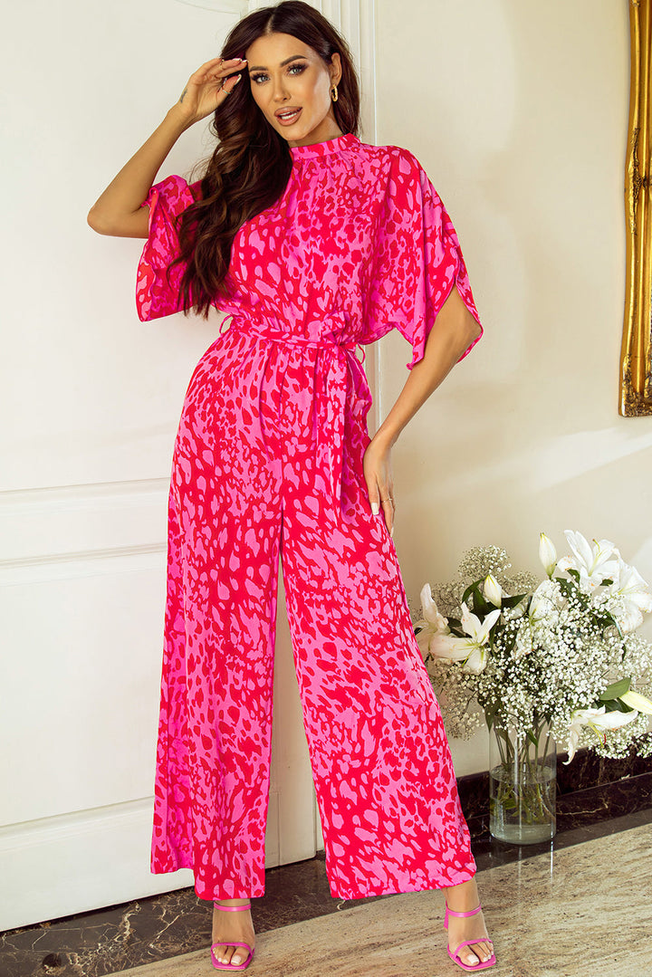 Angel – Rose Leopard Women’s Wide-Leg Jumpsuit