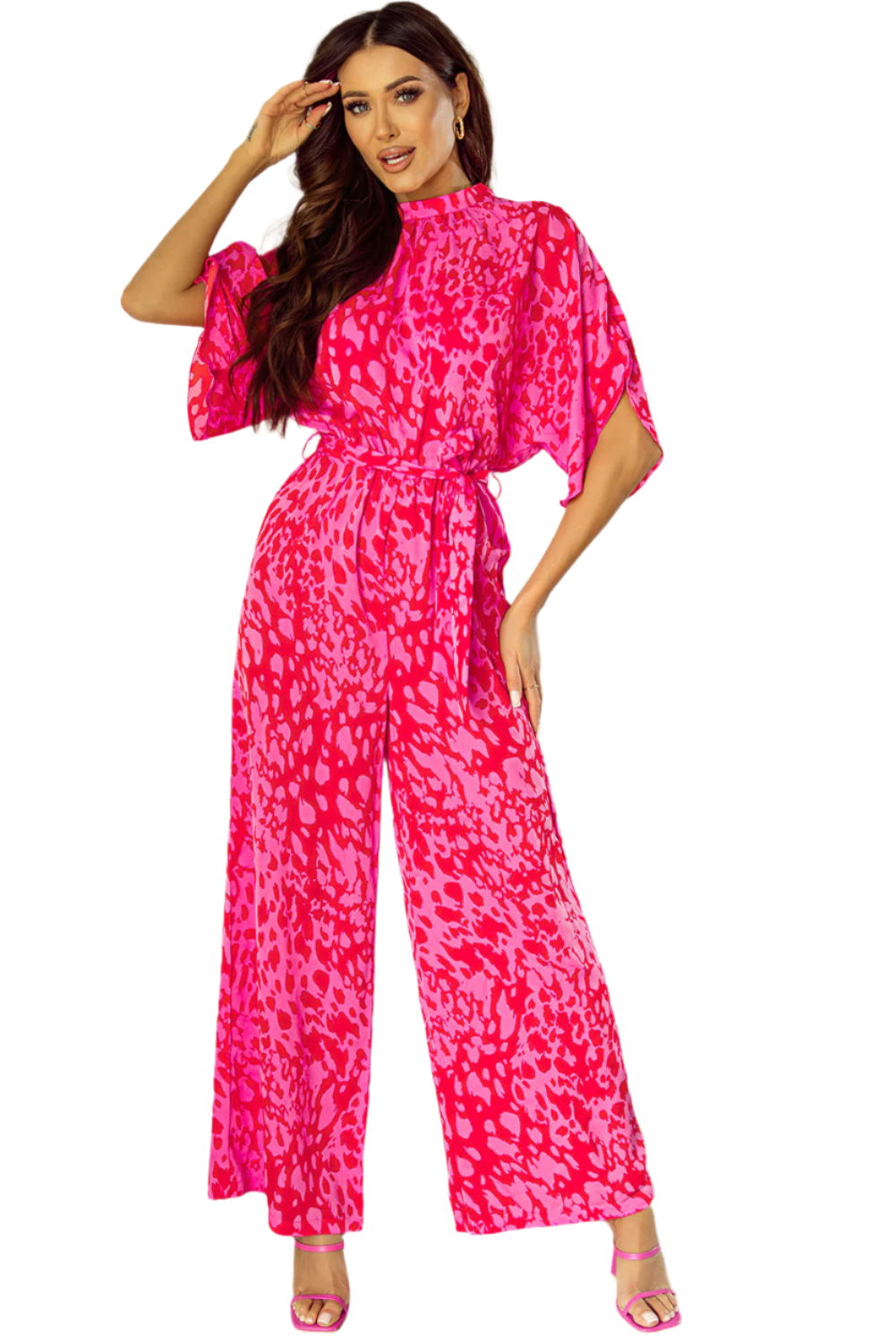 Angel – Rose Leopard Women’s Wide-Leg Jumpsuit
