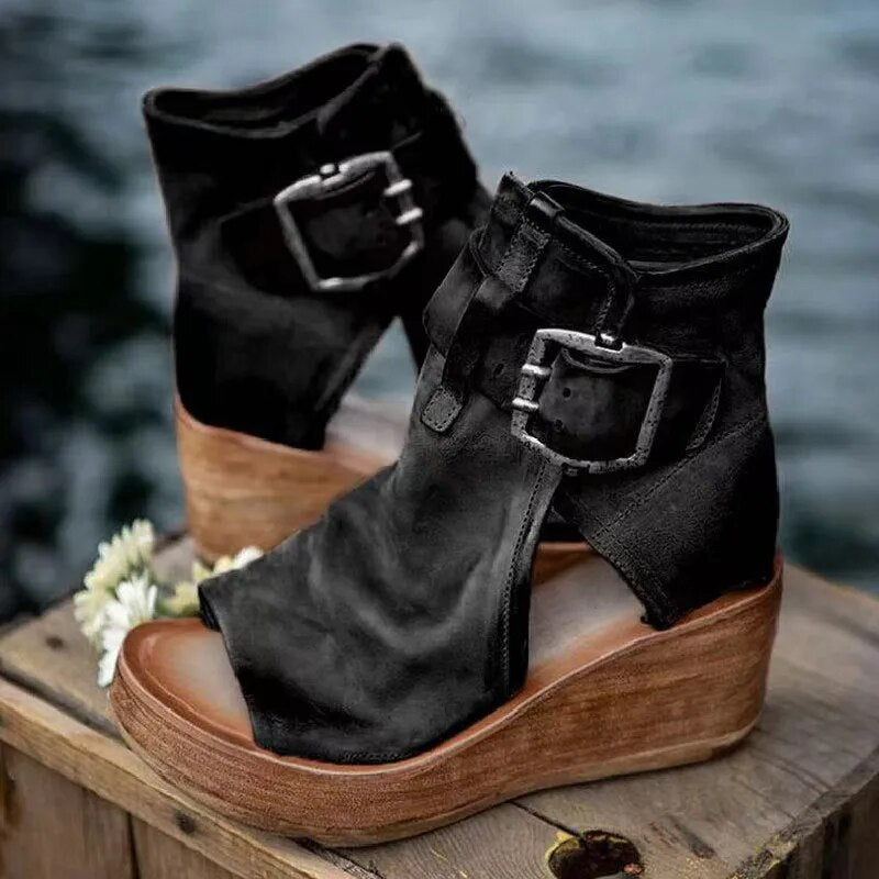 Mabel – Vintage Leather Women’s Wedge Sandals