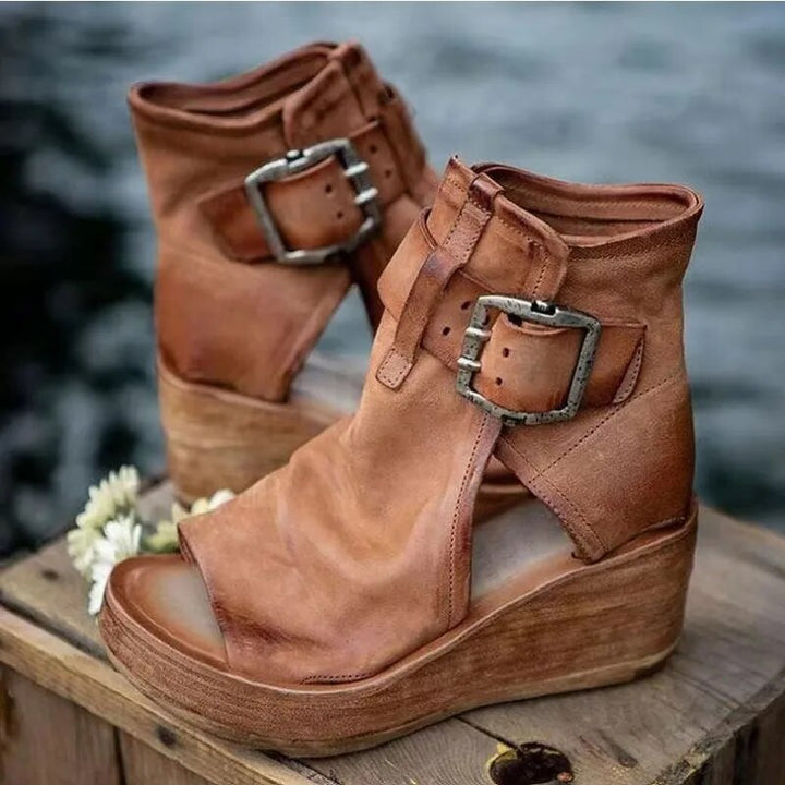 Mabel – Vintage Leather Women’s Wedge Sandals