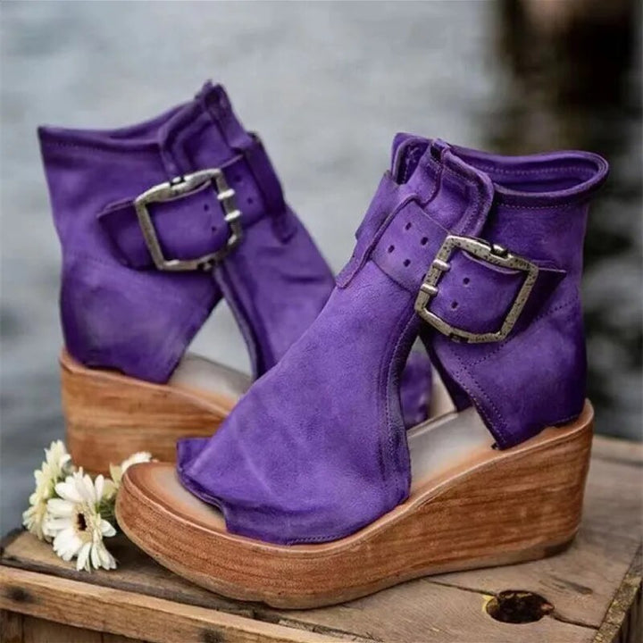 Mabel – Vintage Leather Women’s Wedge Sandals