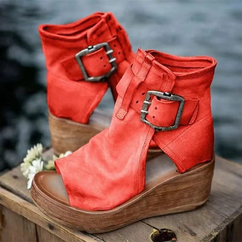 Mabel – Vintage Leather Women’s Wedge Sandals