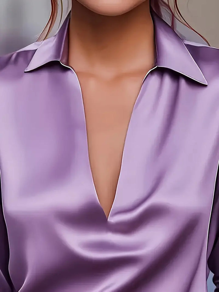 Jenel – Satin Women’s V-Neck Blouse