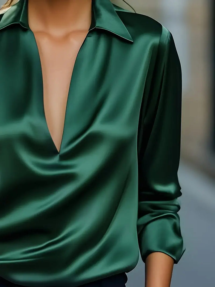 Jenel – Satin Women’s V-Neck Blouse