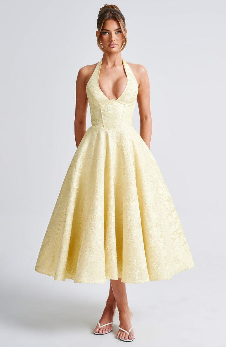 Kiara – Women’s Floral Jacquard Tulle Midi Dress