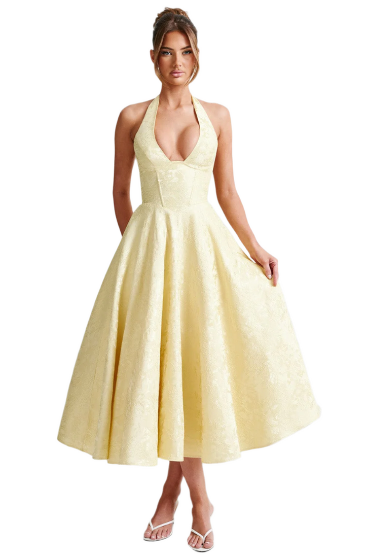 Kiara – Women’s Floral Jacquard Tulle Midi Dress