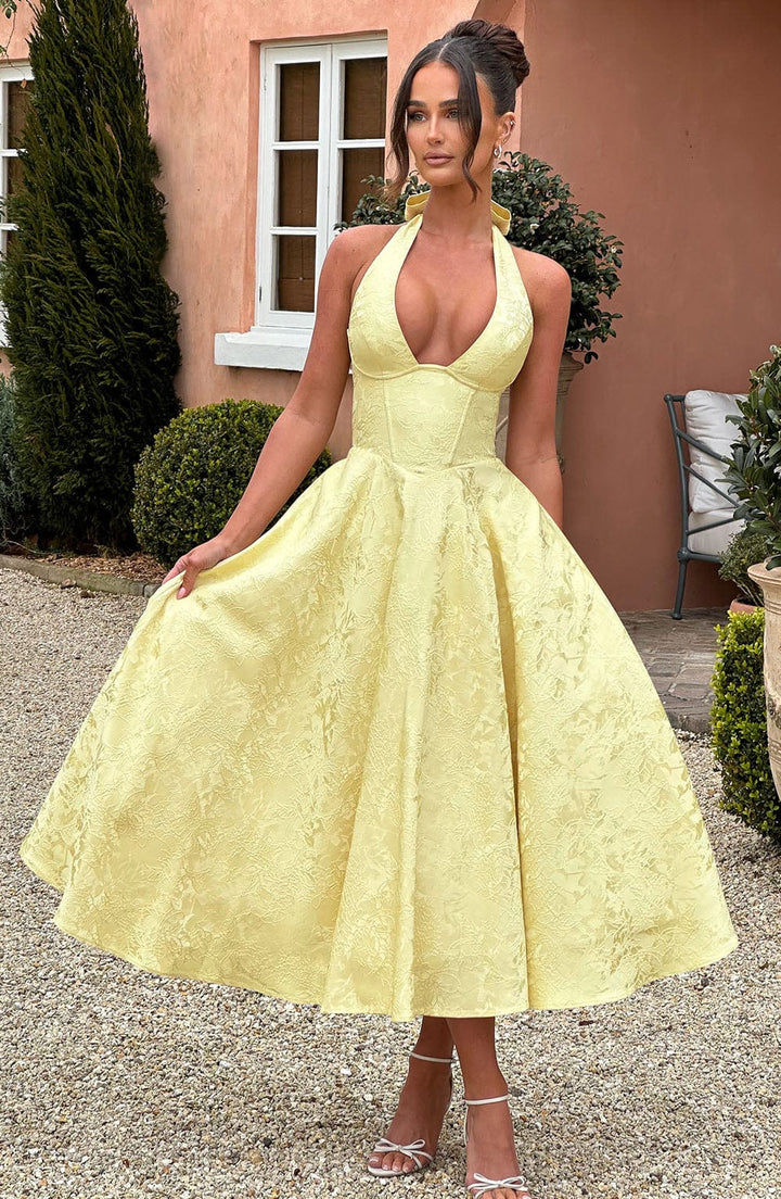 Kiara – Women’s Floral Jacquard Tulle Midi Dress