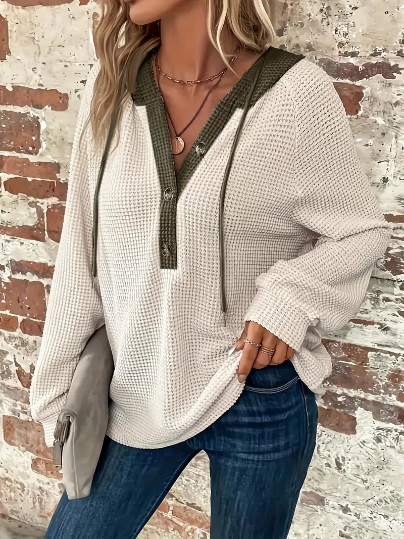 Fiora – Waffle-Knit Women’s Cozy Hoodie