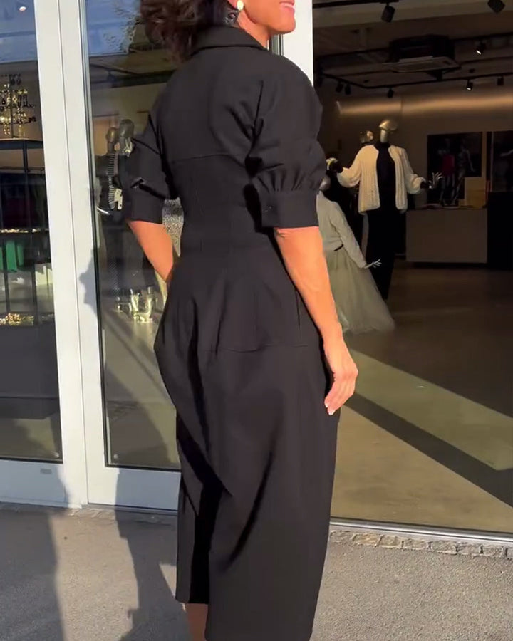 Mia – Casual Solid Color Lapel Dress for Women
