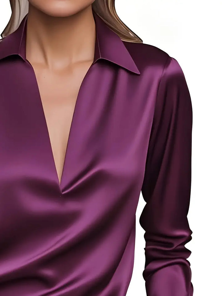 Jenel – Satin Women’s V-Neck Blouse