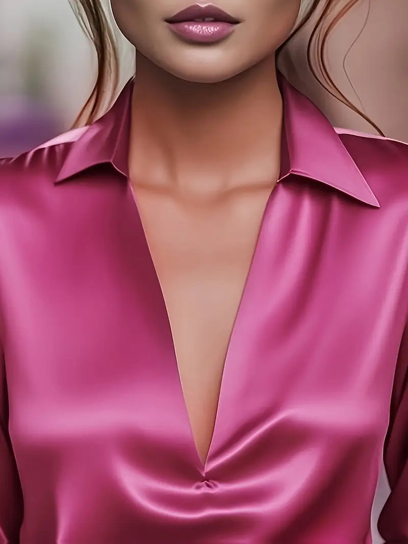 Jenel – Satin Women’s V-Neck Blouse