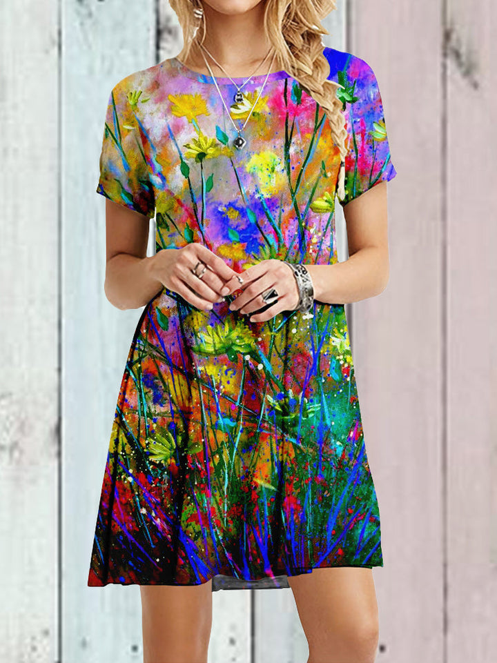 Juliette – Elegant Women’s Floral Art Mini Dress
