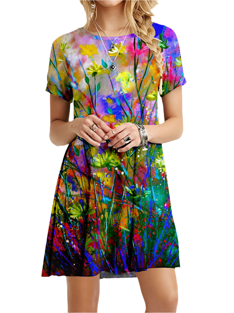Juliette – Elegant Women’s Floral Art Mini Dress