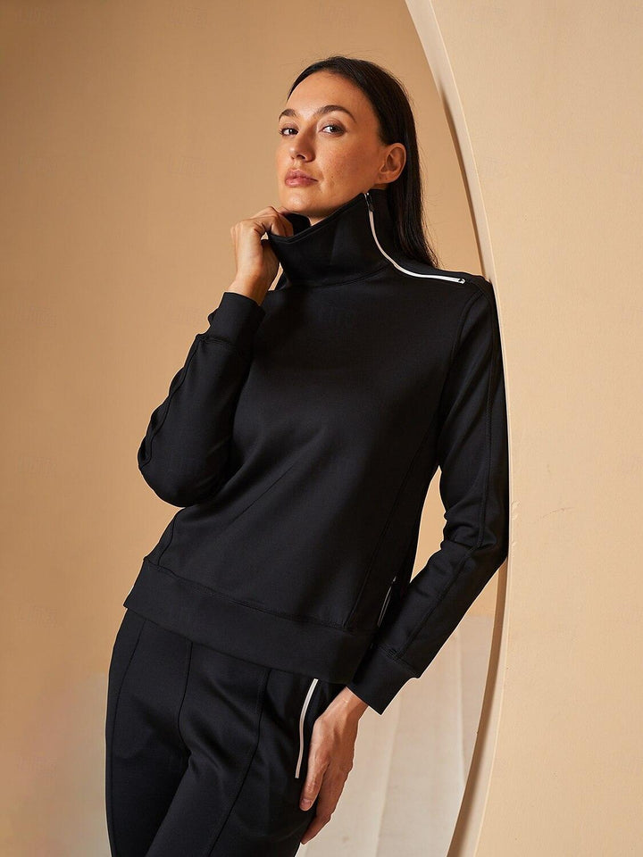 Jennifer – Irregular-Collar Women’s Golf Pullover & Pant Set