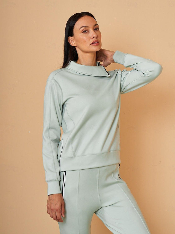 Jennifer – Irregular-Collar Women’s Golf Pullover & Pant Set