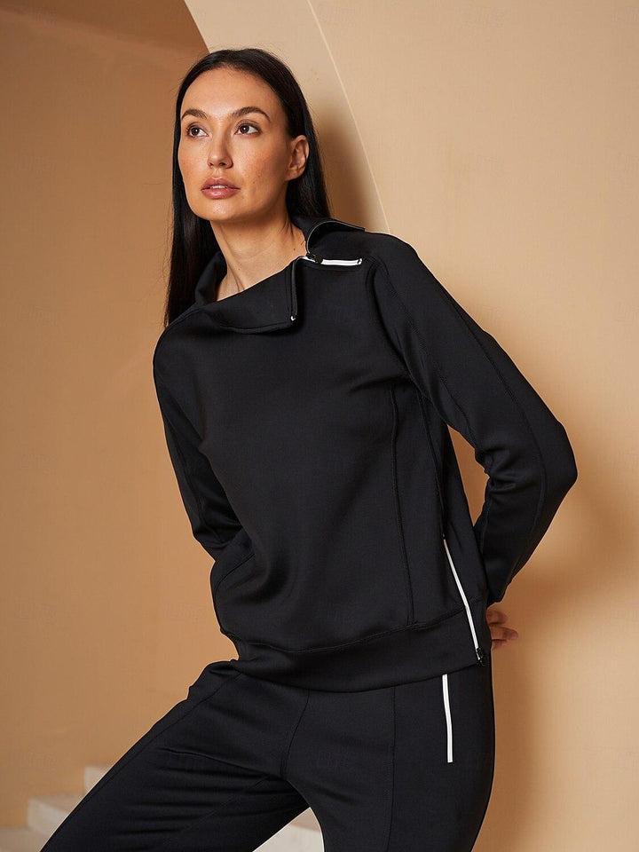 Jennifer – Irregular-Collar Women’s Golf Pullover & Pant Set