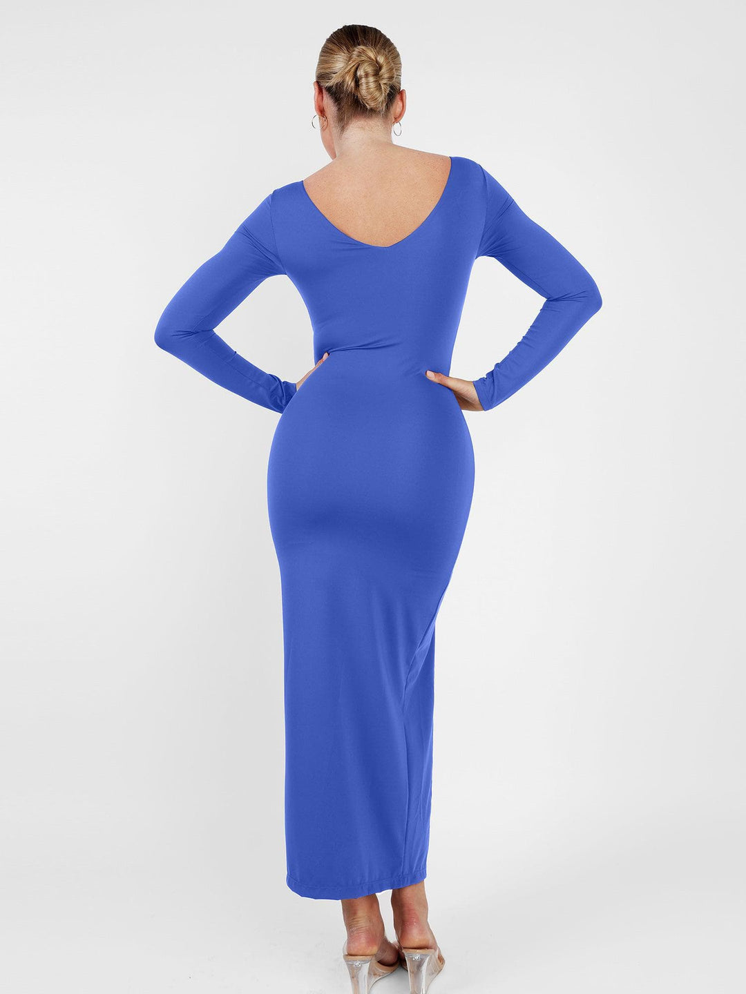 Clarize – Shapewear Long Sleeve V-Neck Slimming Maxi Dress