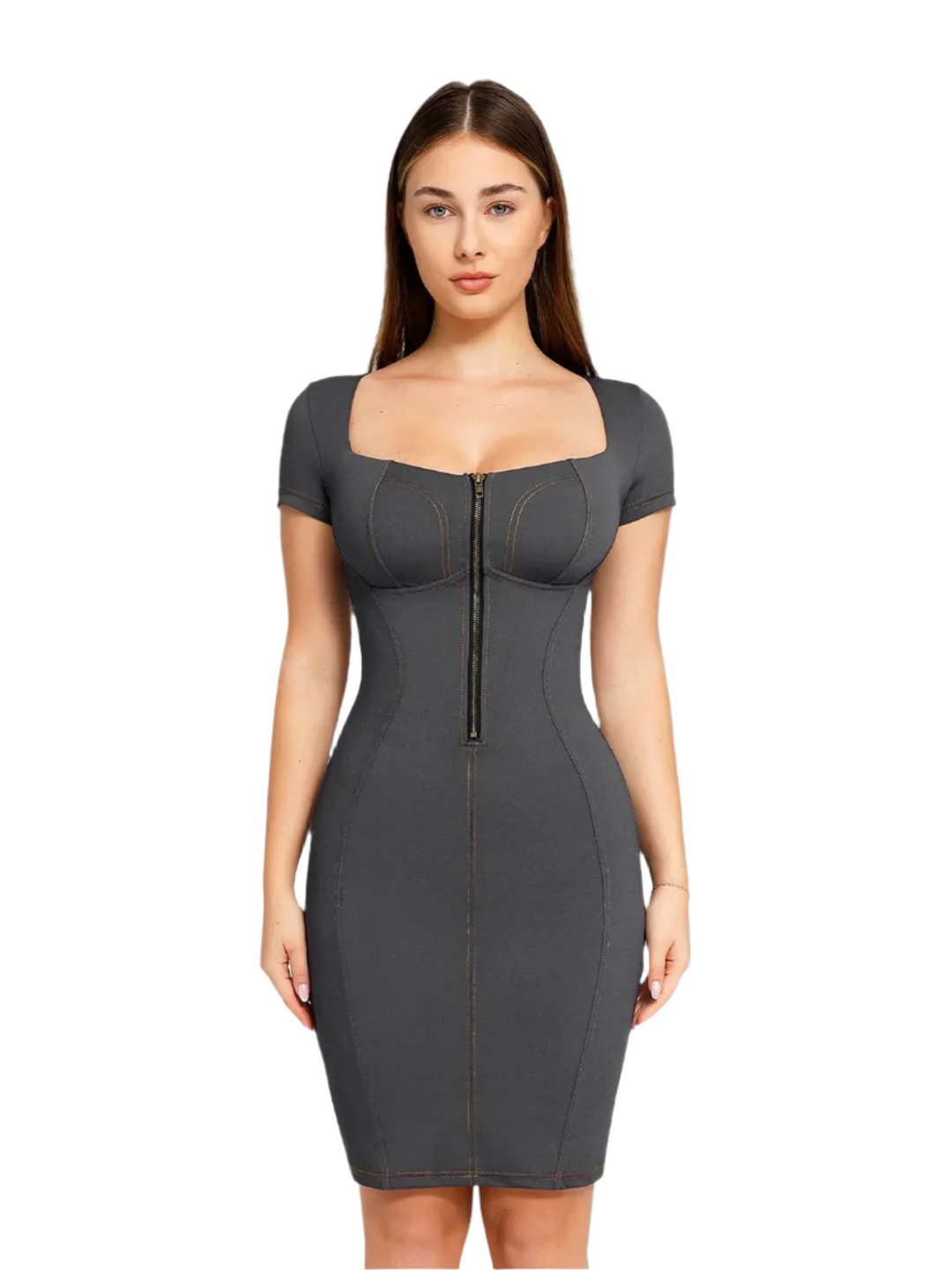 Evelyn – Sculpting Denim-Inspired Women’s Midi Dress