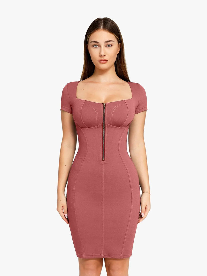 Evelyn – Sculpting Denim-Inspired Women’s Midi Dress