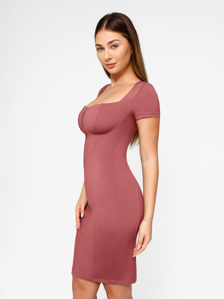 Evelyn – Sculpting Denim-Inspired Women’s Midi Dress