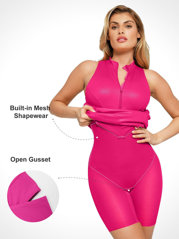 Giuliana – Faux Leather Sculpting Zip Midi Dress for Women