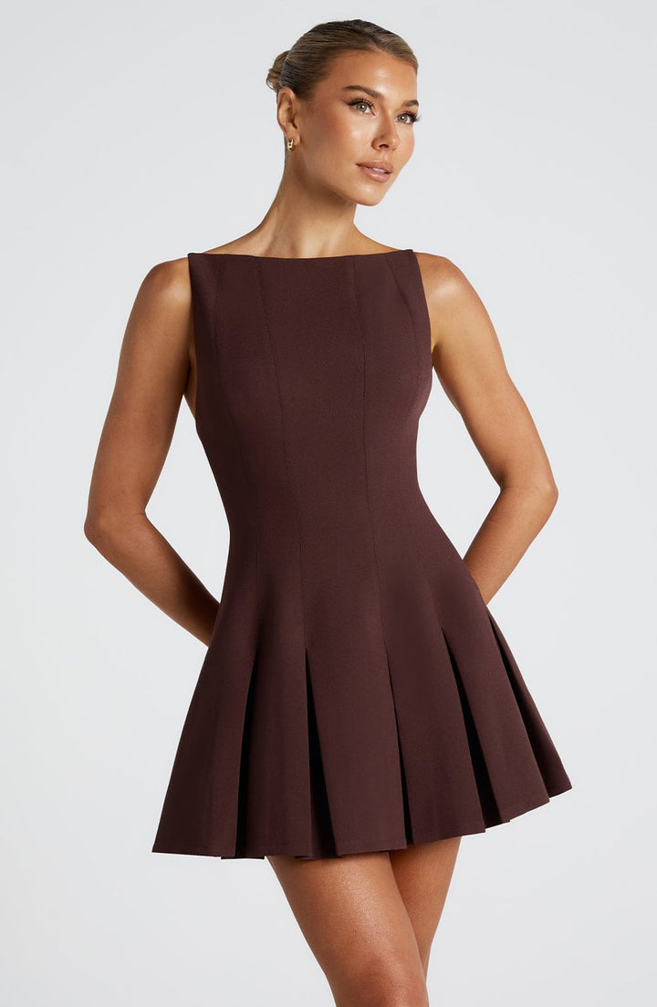 Kendall – Women’s Dress in Plum Brown