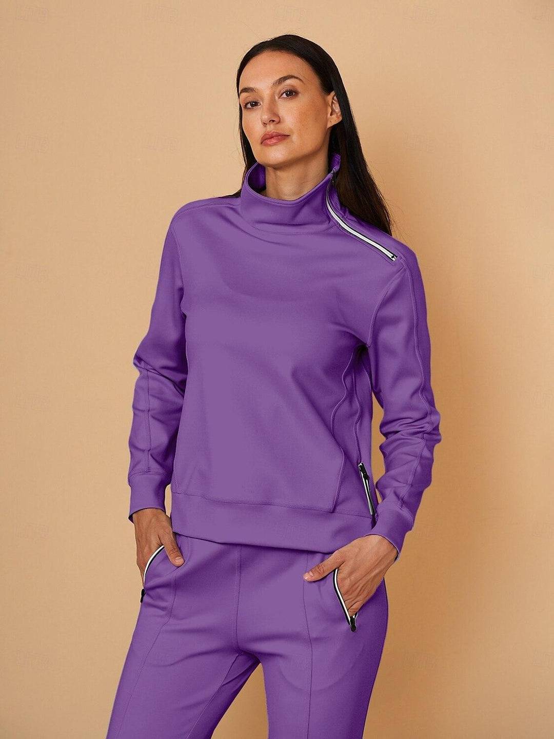Jennifer – Irregular-Collar Women’s Golf Pullover & Pant Set