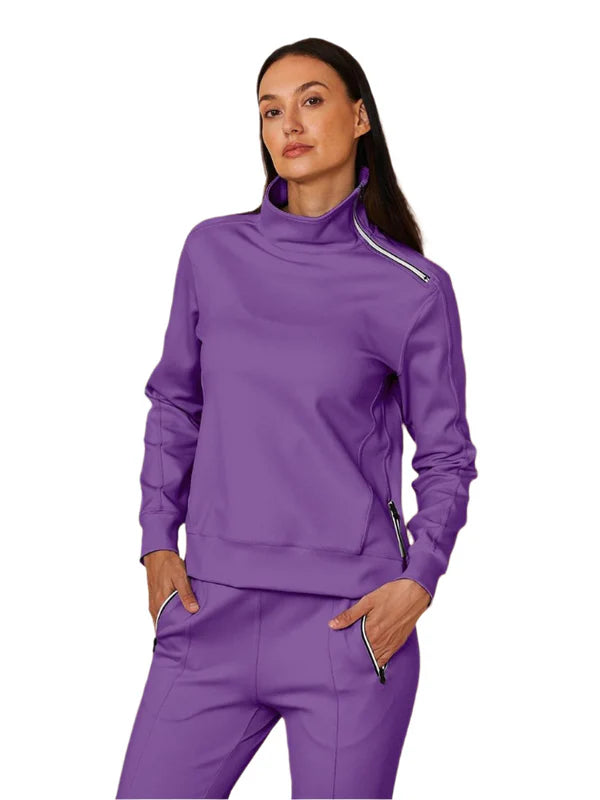 Jennifer – Irregular-Collar Women’s Golf Pullover & Pant Set
