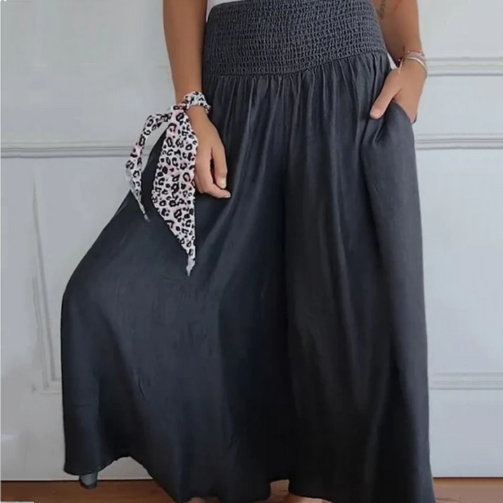 Keira – Trendy High-Waist Wide-Leg Skirt for Women with Pockets