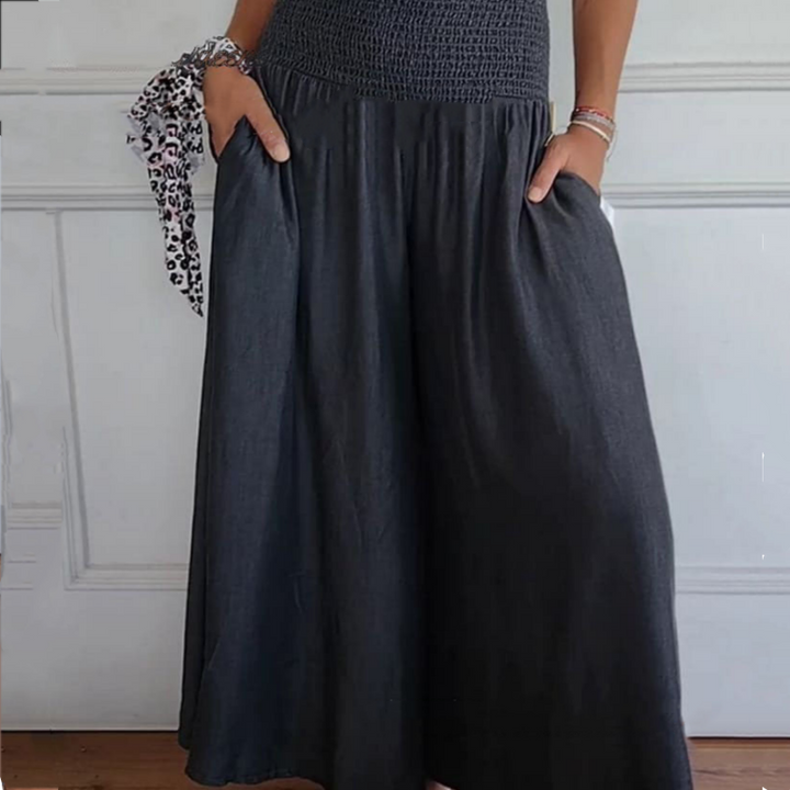 Keira – Trendy High-Waist Wide-Leg Skirt for Women with Pockets