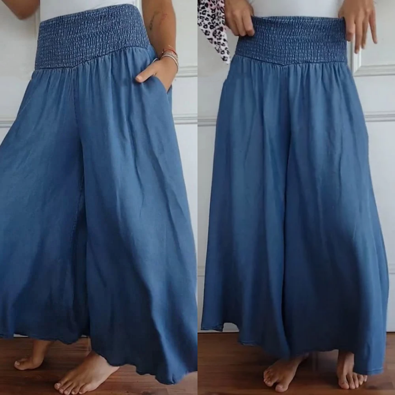 Keira – Trendy High-Waist Wide-Leg Skirt for Women with Pockets